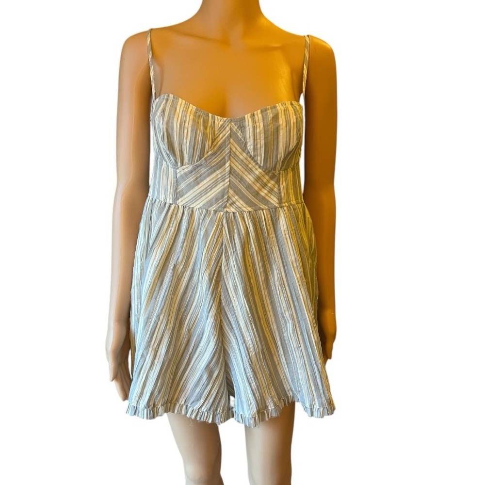 Urban Outfitters UO Lorelei Crinkle Cotton Romper Gray Multi Size M  $69